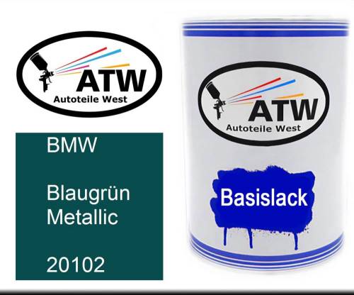 BMW, Blaugrün Metallic, 20102: 500ml Lackdose, von ATW Autoteile West.